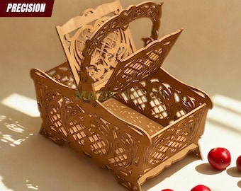 Kosz prezentowy dla młodej mamy, pudełko wycinane laserowo: Pakiet pielęgnacyjny dla niej (pobranie cyfrowe)