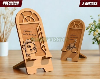 Personalized Fish Phone Stand SVG | Laser Cut Wood Desk Organizer (Digital Download)