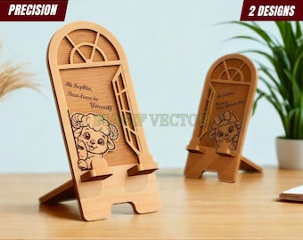Personalized Sheep Phone Stand SVG : Lasercut Animal Desk Organizer (Digital Download)