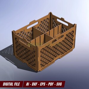 Laser cut wood box digital design for home or craft storage.