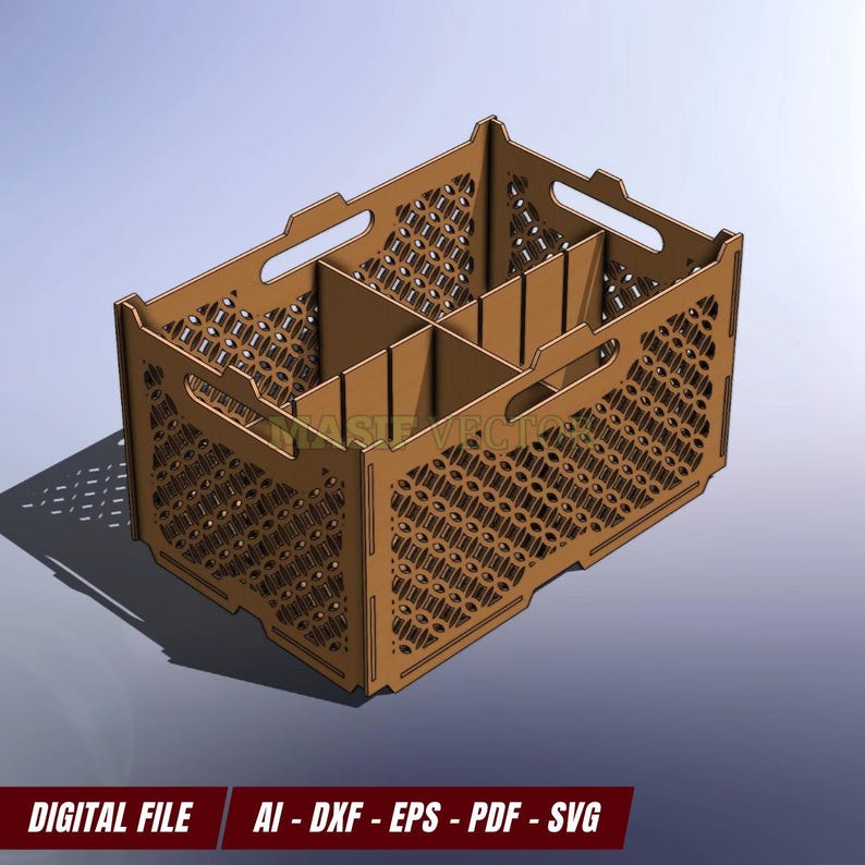 Laser cut wood box digital design for home or craft storage.