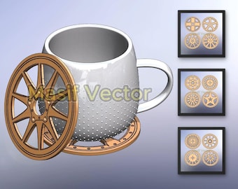 Pliki wycinane laserowo z podstawkami pod koła samochodowe: 12 wzorów felg (SVG, DXF, PDF)