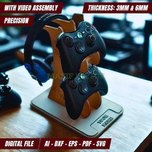 Controller and Headphone Stand Holder | Custom Name Laser Cut Files (Digital Download)
