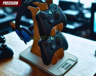 Uchwyt na kontroler i słuchawki | Pliki z niestandardową nazwą wycinaną laserowo (do pobrania w wersji cyfrowej)