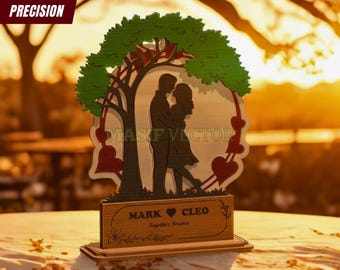 Anniversary Gift for Her: Personalized Laser Cut Couple Tree of Love