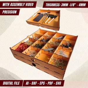 Archivos SVG para corte láser: Mini bandeja organizadora apilable para escritorio y bandeja clasificadora.
