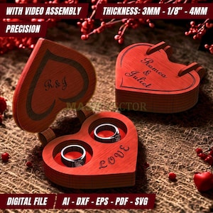 Laser Cut Files Wooden Ring Box : Wedding Program or Engagement Party Decorations (Digital Download)