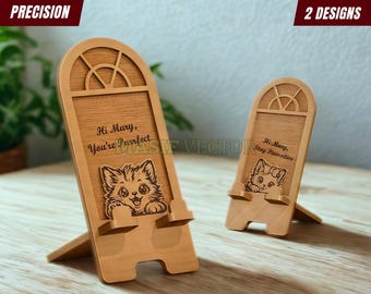 Personalized Cat Phone Stand SVG | Laser Cut Files, Desk Organizer, Motivational Quotes (Digital Download)