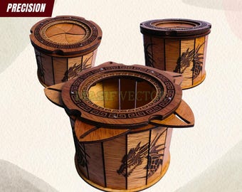 Archivos de corte láser: Caja de madera con diseño de iris / SVG grabado de Dragon Age para joyería y caja misteriosa