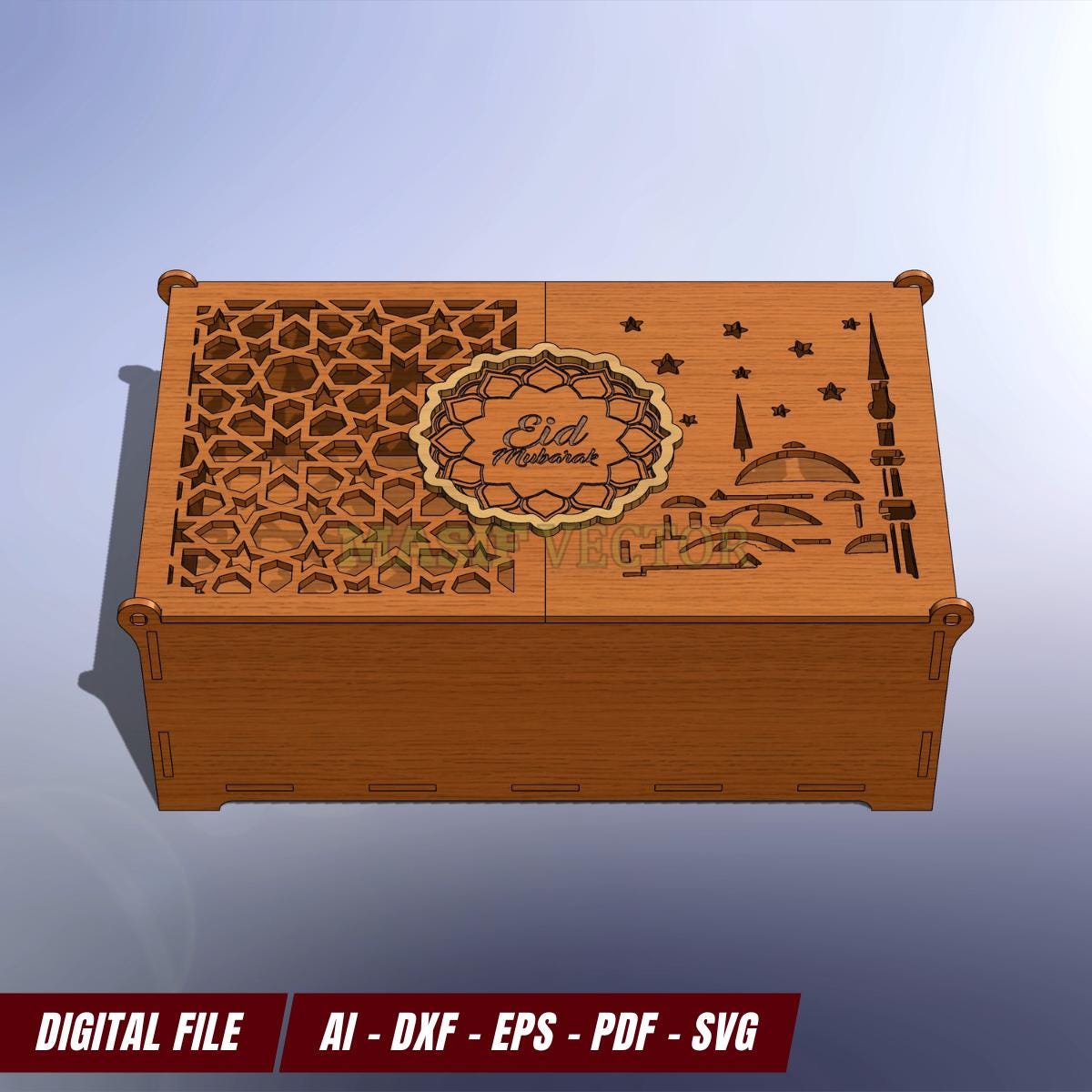 Laser Cut Eid Mubarak Gift Box: Ramadan Islamic Wooden Box Design ...