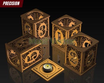 Laser Cut Files Candle Holder with Table Numbers and Floral Pattern (Digital Download)