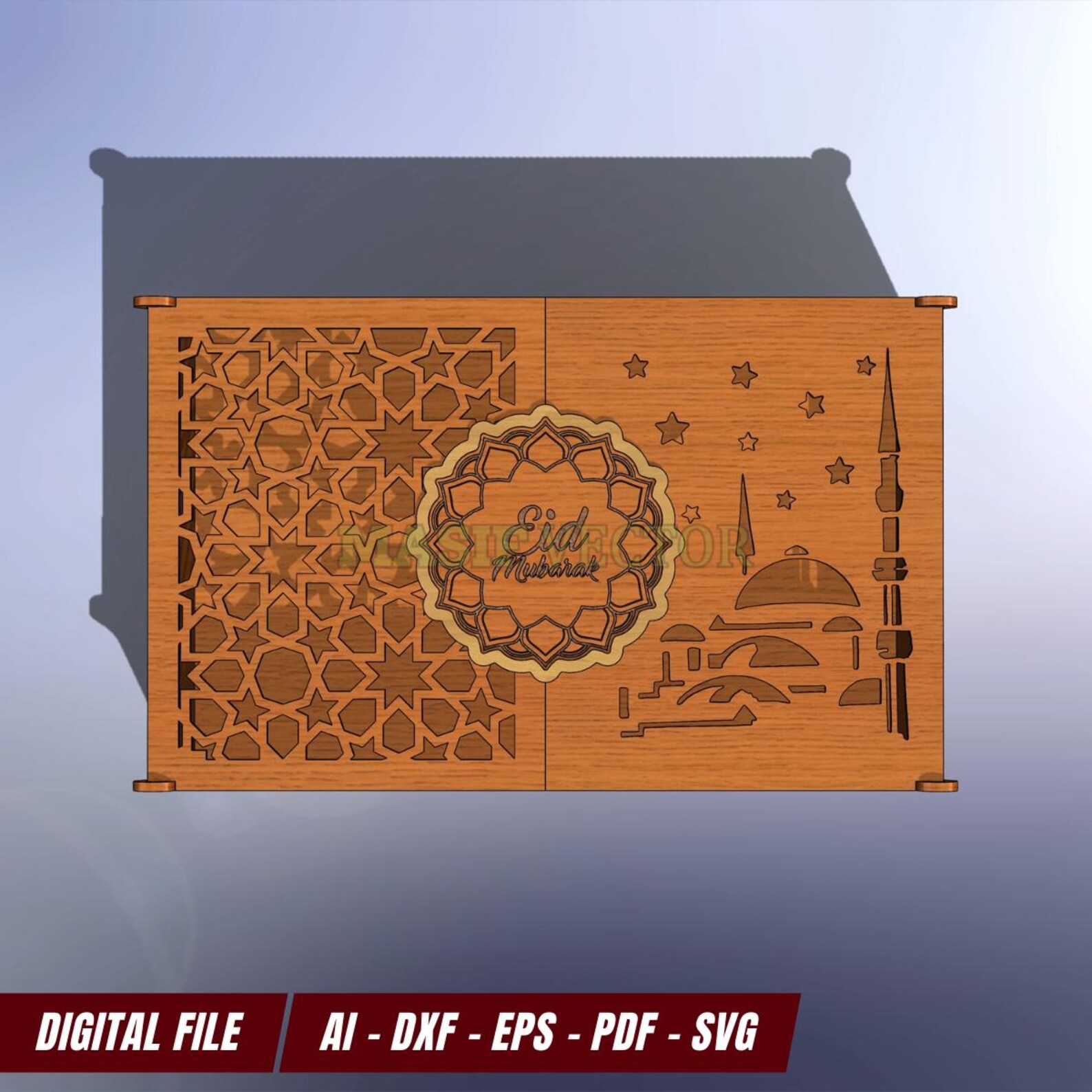 Laser Cut Eid Mubarak Gift Box: Ramadan Islamic Wooden Box Design ...