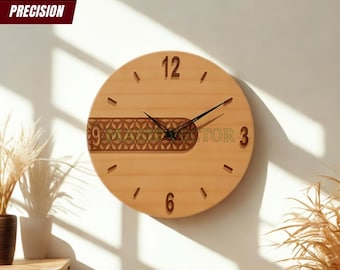 Laser Cut Modern Geometric Wall Clock SVG Design (Digital Download)