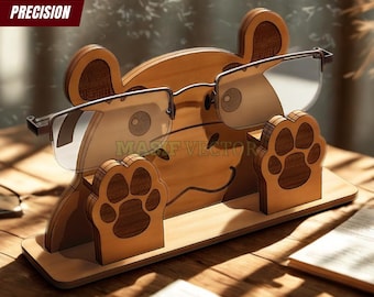 Archivos de corte láser para soporte de gafas con forma de hipopótamo: organizador de escritorio SVG (descarga digital)