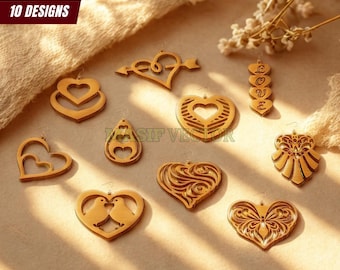 Boho Heart Hoop Earrings SVG Laser Cut: Funky Jewelry Design (Digital Download)