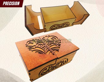 Archivos de corte láser: Diseño de caja de recuerdos de boda con patrón de corazón SVG / Para caja de recuerdos