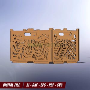 Wooden box with laser engraved floral details for storage and organization.