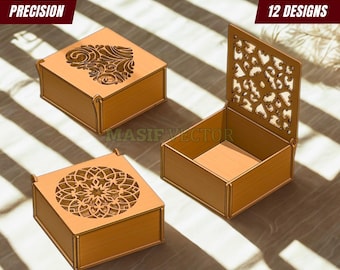 Engagement Gift Box - 12 Different Patterns Corte Laser Cut Box SVG (Digital Download)