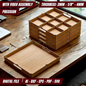 Mini valet de chambre empilable découpé au laser SVG : organiseur d'outils et de papeterie (téléchargement numérique)