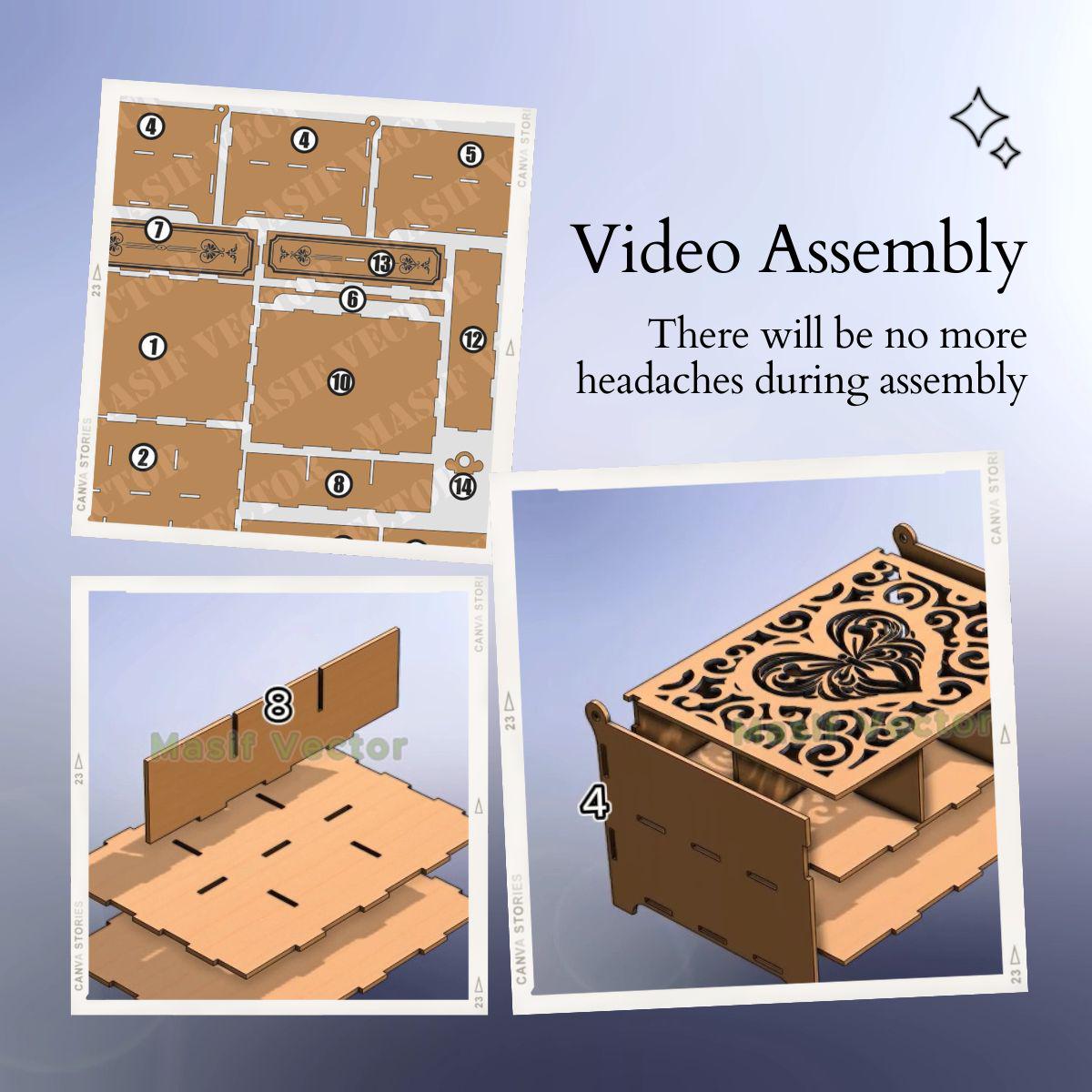 Wooden Jewelry Box Large: Laser Cut Box With Chest of Drawer Organizer ...