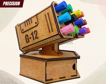 Laser Cut Files SVG : Pen Holder With Drawer for Desk Organizer | Missile Turret G12