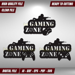 Archivos cortados con láser - Decoración de pared de Game Zone War