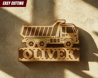 Dump Truck Kids Bedroom Door Sign : SVG Corte Laser Cut Files (Digital Download)