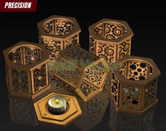 Kwiatowy świecznik na podgrzewacze, pliki wycinane laserowo: dekoracja do domu DIY (plik cyfrowy)