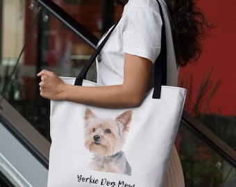 Yorkie Dog Mom Tote Bag, Pet Lover Gift, Canine Owner, Yorkshire Terrier Polyester Accessory