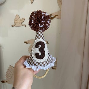 Vintage Style Number 3 Birthday Hat: Embroidered Toddler Party Prop
