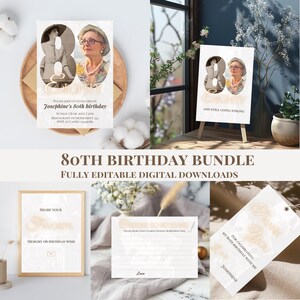80th Birthday Bundle | 80th Birthday Decorations | 80th Birthday Invitation for Women | | 80 & Fabulous | 80th Birthday Card | Cheers to 80
