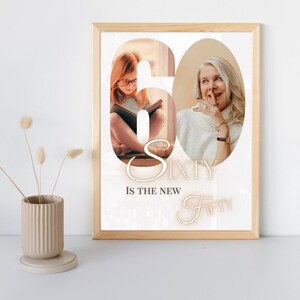 Decoraciones de 60 cumpleaños para mujeres | 60 es el nuevo 50 | Cartel de bienvenida del 60 cumpleaños | Invitación del 60 cumpleaños | Favores de fiesta de cumpleaños número 60