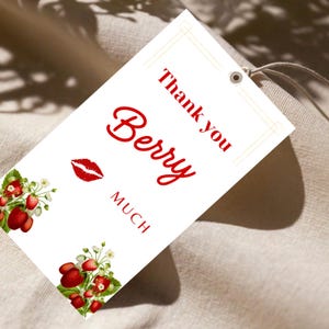 Décorations pour le premier anniversaire de Berry | Carte de remerciement | Berry 1er anniversaire | Anniversaire Fraise | Inviter | Invitation pour le premier anniversaire de Berry