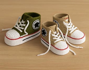 Patrón de zapatillas de crochet para bebé: Botitas altas en PDF (descarga inmediata)