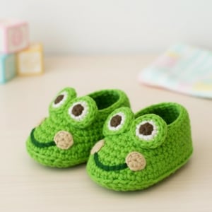Crochet Frog Baby Booties Pattern: DIY Amigurumi Slippers (PDF Pattern)