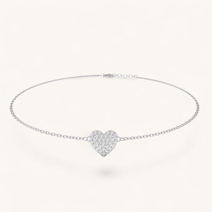 0.2 Carat Lab Grown Diamond Heart Bracelet (GIA/IGI Certified) 14k Gold (White/Yellow/Rose) Round Shape Love and Celebration Proposal Gift
