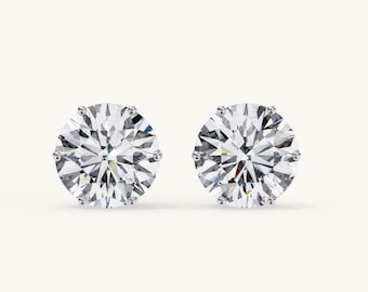 2.57 Carat Lab Grown Diamond Stud Earrings, 14k Gold, GIA/IGI Certified