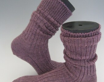 Mostly Mohair Crew Sock in Purple, handmade socks, mohair socks, wool socks