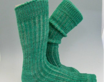 Mostly Mohair Crew Sock in Green, winter socks, mohair socks