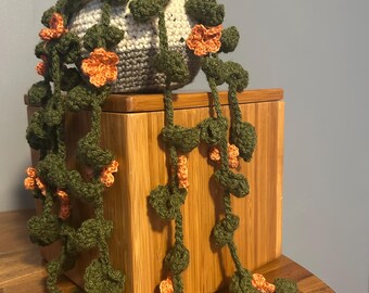 Crochet Hanging Plant- String of Pearls Plant Home Decor Handmade Plant Amigurumi Gift for Her Faux Plant Hanger Crochet Vine Plant