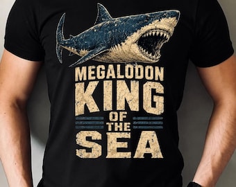 Megalodon, kung av havet, rolig hajälskare, PNG: Vintage Ocean Predator Humor, marint liv, konstverk