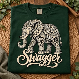 Elephant Swagger PNG: Funny Cool Elephant Wildlife png Retro Safari Animal Artwork