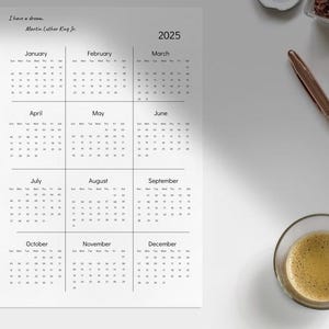 2025 Year Calendar Printable Portrait, Simple Calendar, Wall Calendar, Office Calendar, Desk Calendar, A4/A5/Letter/Half Letter