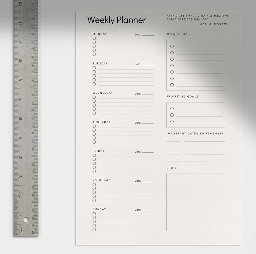 Printable Weekly Planner Template, Weekly Agenda Sheets, Undated Weekly ...