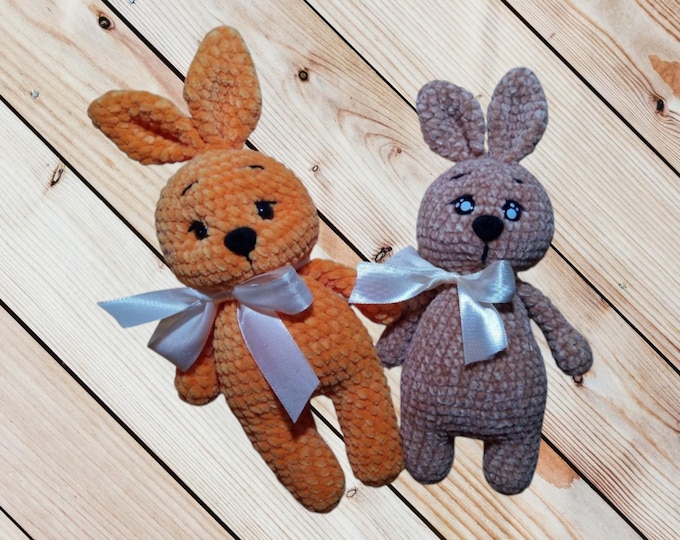 Cute Plush Bunny with Short Ears – Handmade Toy, Kid Safe, Ideal Gift for Easter, Birthdays or Collectors