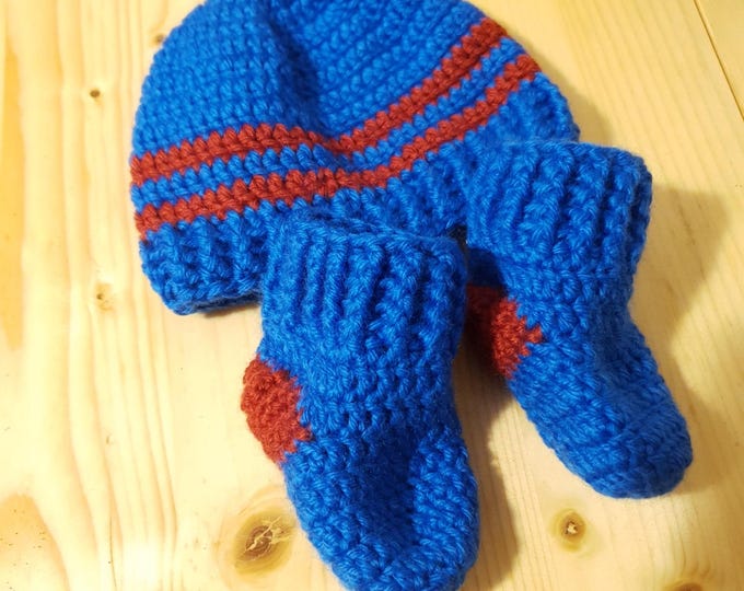 Hand Knitted Newborn Knit Hat and Booties Set – Winter Gift for 0-3 Months, Baby Shower Present, Infant Accessories, Hypoallergenic BabyWool
