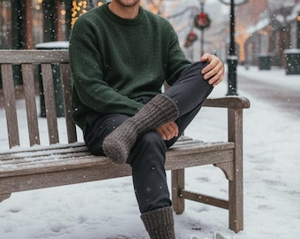 Hand-Knitted Wool Socks: Cozy Warm Winter 100% Natural Wool