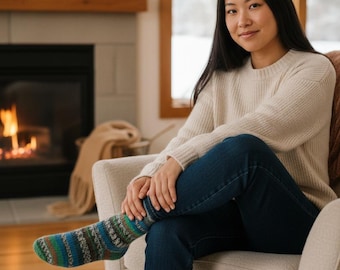 Knitted Sheep Wool Socks Winter Gift for Him & Her  Handmade Warm Cozy Socks