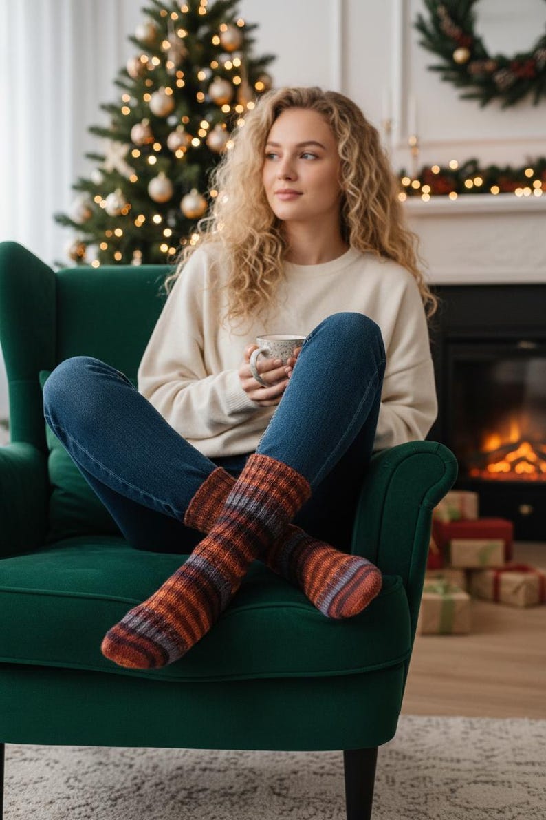 Hand knitted Wool Socks Extra thick socks Warm Winter image 4