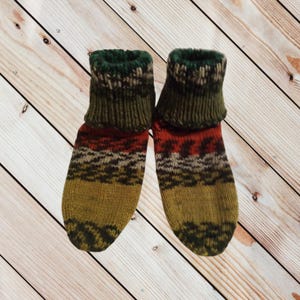 Hand Knitted Wool Blend Socks: Warm Hiking & House Slippers